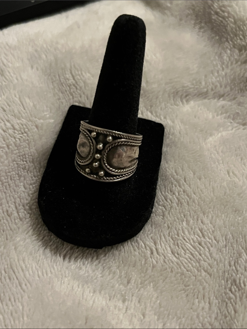 Vintage Sterling Silver Textured Wide Band Ring